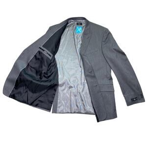 Marc Ecko Jacket Blazer Sport Coat 46L Gray Cut & Sew Double Vented